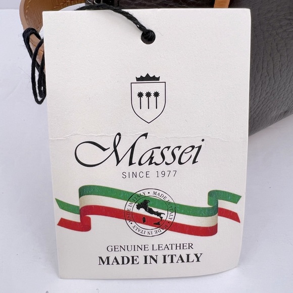 MASSEI, GENUINE LEATHER, MADE IN ITALY, MEN’S TOILETRY BAG,HAND MADE BROWN & TAN - Picture 15 of 16